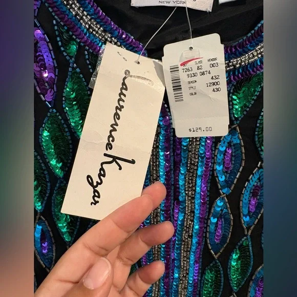 Vintage Laurence Kazar 100% silk beaded & sequined jacket size petite small New - Picture 7 of 16